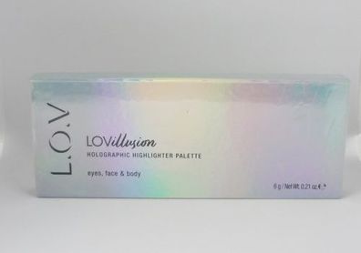 L.O.V LOVillusion Holographic Highlighter Palette Eyes, Face & Body 100 Prismati