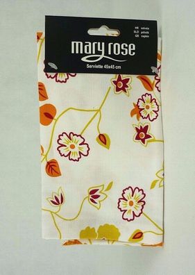 Mary Rose Serviette 45x45 cm Weiá mit Blumen 366399(8) 100% Baumwolle
