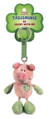Nici 33687 Schl�sselanh„nger Talismini Schwein Pig rosa-gr�n Keychain Pl�sch 7cm