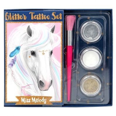 Pferd Miss Melody Glitzer Tattoo-Set mit Motiven & Glitter Depesche 10010