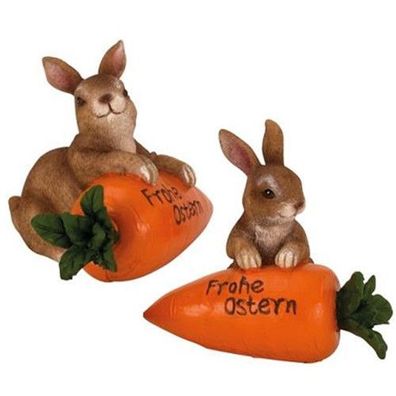 Ostern Osterhase Hase mit Ei Frohe Ostern Orange 10 x 7 cm Keramik Osterdeko Neu 