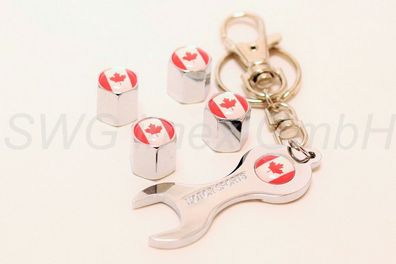 Ventilkappe Ventilkappen Schlüsselanhänger Chrom Logo Flagge Kanada Kanadisch