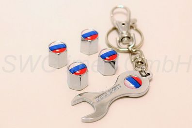 Ventilkappe Ventilkappen Schlüsselanhänger Chrom Logo Flagge Russland russische