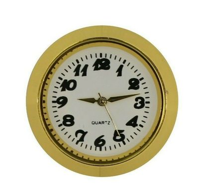 Einbauuhr Einsteckuhrwerk Arabisch Mettal Modellbau-Uhr GOLD Ø 36 mm #44