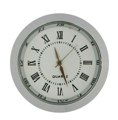 Einbauuhr Einsteckuhrwerk «RÖMISCH» Mettal Modellbau-Uhr Silber Ø 36 mm #46