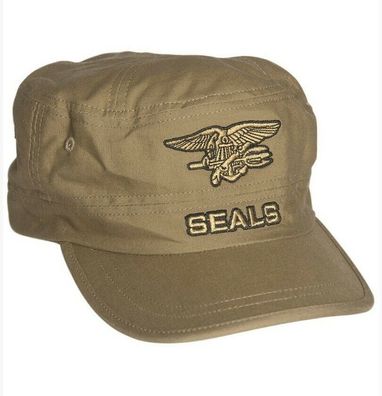 Seals Cap Army Cap Armeemütze mit gesticktem Seals Abzeichen khaki