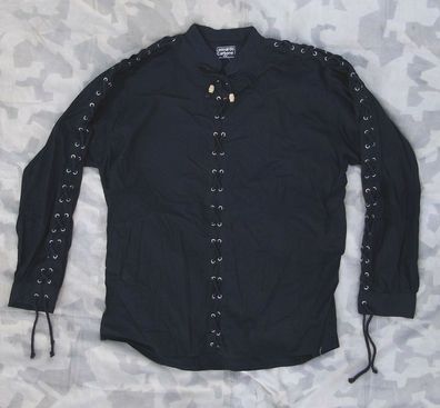Mittelalterhemd Gothic-Hemd Schnürhemd schwarz