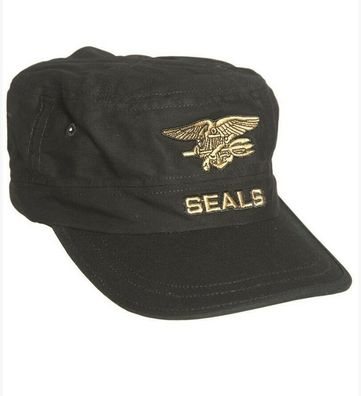 Seals Cap Army Cap Armeemütze mit gesticktem Seals Abzeichen schwarz