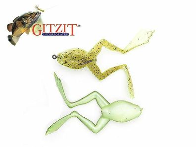 3" Gitzit Reel Frog Frosch mit Haken 2 Stk Creature Baits Barsch Forelle TopWate