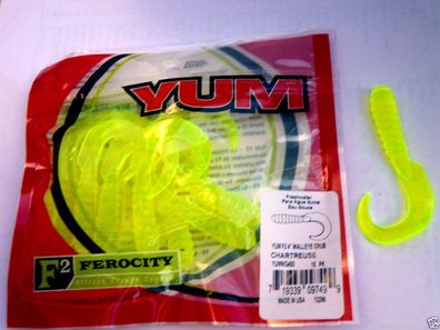15 YUM Twister in Chartreuse aus den USA mit Lockstoff Barsch-Hecht Superweich