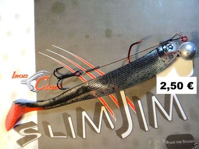 Iron Claw Slim Jim 13 cm incl VMC-Jig 3/0 14g inkl Stinger Gummifisch Hecht