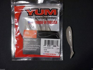 9 Stk YUM Money Fry 5 cm Gummifisch aus den USA supersoft mit Fischöl leuchtend