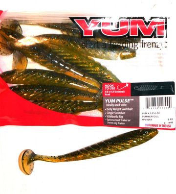 8 Stk YUM Pulse Shad Swim Bait USA-Softbait mit Flavour Zander Farbe: Summer Gill
