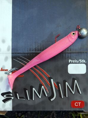 Slim Jim in Pinky 13 cm incl VMC-Jig 3/0 17g Gummifisch Hecht Zander Sänger