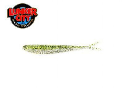 2,5" Fin-S Fish von Lunker City 6 cm 20 Stk V-Tail Shad Barsch Chartreuse Ice