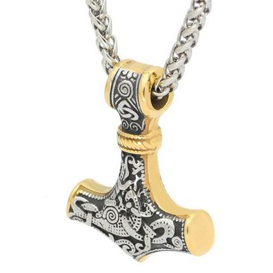Anhänger Thors Hammer Edelstahl mit Kette Damen Herrren Wikingerschmuck