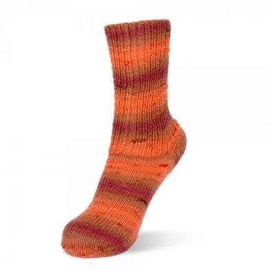 100g Sockenwolle Flotte Socke 4f. Dégradé von Rellana 1464 orange-kastanie