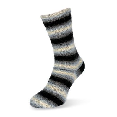 100g Sockenwolle Flotte Socke 4f. Dégradé von Rellana 1460 schwarz-weiß-grau