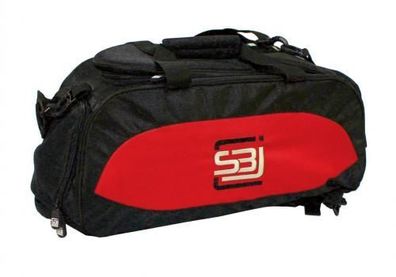 Sporttasche mit Rucksackfunktion in schwarz mit roten Seiteneinsätzen
