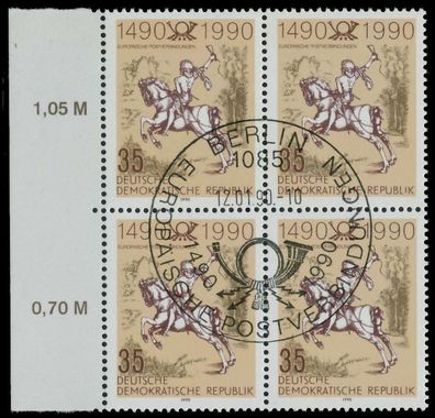 DDR 1990 Nr 3299 ESST zentrisch gestempelt Viererblock SRA X02CA06
