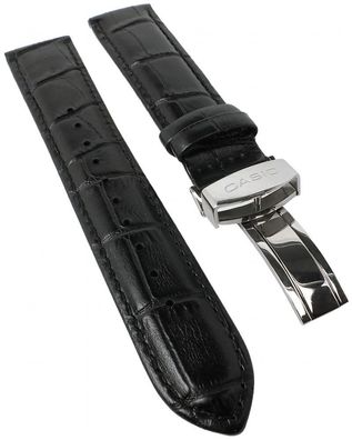 Casio Collection Uhrenarmband 20mm | Leder schwarz Kroko Pragüng BEM-307