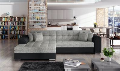 Sofa Couch Eckcouch XL mit Schlaffunktion grau schwarz / Sofort lieferbar