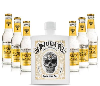 Gin Tonic Set - Amuerte White Coca Leaf Koks Gin 0,7l (43% Vol) + 6x Fever Tree