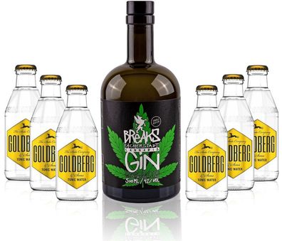 Gin Tonic Set - Breaks Cannabis Gin 50cl (42 % Vol) + 6x Goldberg Tonic Water 2