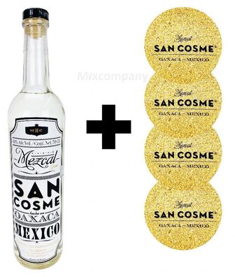 Mezcal San Cosme Oaxaca Mexico 0,7l ( 40% Vol) + 4 Korkuntersetzer Spirituose