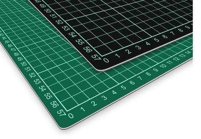 selbstheilende Schneidematte 60 x 45 cm (A2) grün/ schwarz mit Raster