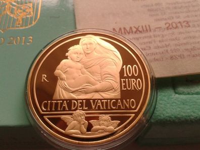 Original 100 euro 2013 PP Vatikan Gold Papst Franziskus Raffaels sixtinische Madonna