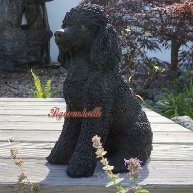 Hund Bello Hundefigur Figur Statue Skulptur Pudel Königspudel schwarz Aufstellfigur