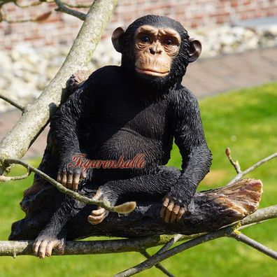 Affe Figur Statue Skulptur Afrika Jungel Dekoration Deko Aufstellfigur Shimpanse Ast