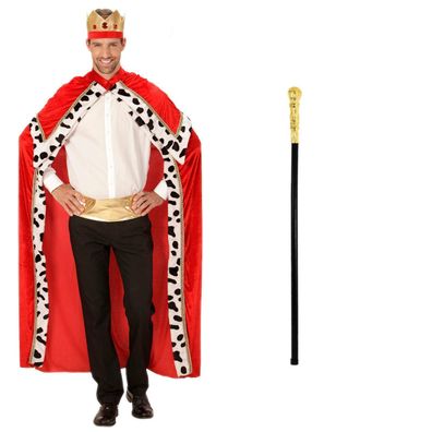 Kostüm König Robe Krone Regentenstab gold Gr. M/ L (48-52) Königsmantel Adel King