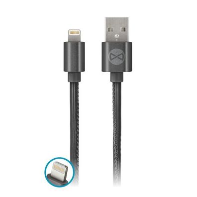 Forever USB Ladekabel Datenkabel iPhone Kabel aus Kunststoff Leder in Schwarz