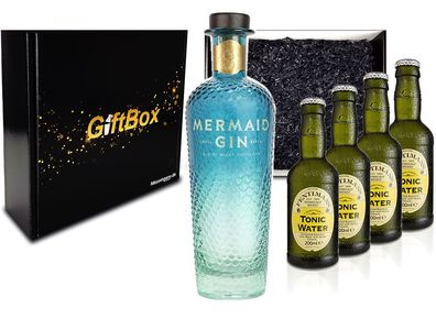 Mixcompany Gin Tonic Giftbox Geschenkset - Mermaid Gin 0,7L 700ml (42% Vol) + 4