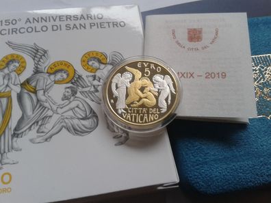 5 euro 2019 PP Vatikan Silber Gold (vergoldet) Vatikan Dom St. Peter Petersplatz