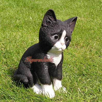 Katze Kätzchen schwarz Figur Statue Skulptur Deko Gartenfigur Fan Artikel Garten