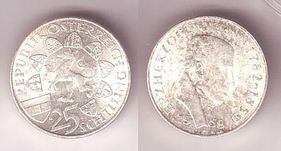 25 Schilling Silber Münze Österreich Erzherzog Johann 1782-1859, 1959
