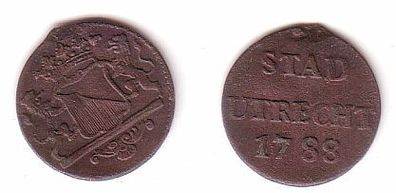 1 Duit Kupfer Münze Niederlande Stadt Utrecht 1788