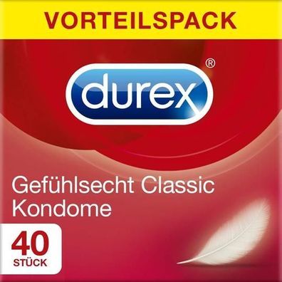 Durex Gefühlsecht Kondome Präservative Verhütung Empfängnisschutz 40 Stück