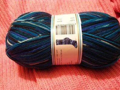 100g Sockenwolle Flotte Socke 4f. Magic von Rellana 1302 türkis, blau, lila, natur