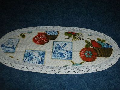 Deckchen-Baumwolle mit Borte-Küchenmotiv-- 51 x 22xm