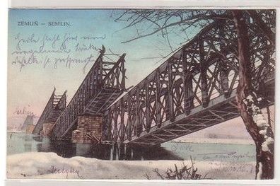 60216 Feldpost Ak Zemun in Serbien zerstörte Brücke 1916