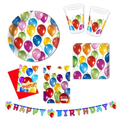 49-teiliges Party Set Balloons Fiesta 6 Personen Geburtstag Tisch Deko Fete Fest