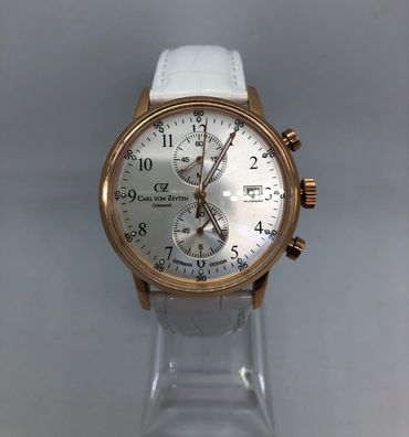 Carl von Zeyten Damen Chronograph Quarz Uhr mit Leder Armband CVZ0012RSL