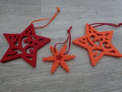 weihnachtliche Deko - Baumbehang - 3 Sterne aus Filz