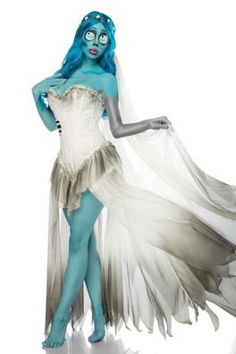 Mask Paradise 80004 Skeleton Bride Kostüm, weiß/ blau, in Größe XS - NEU