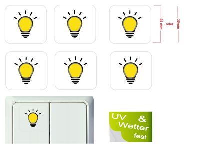 6 Stück Lichtschalter Aufkleber Licht Schalteraufkleber Schalter Sticker (R15/1)