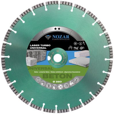 NOZAR Diamanttrennscheibe Laser Turbo Universal Beton Ø 300 - 350 mm